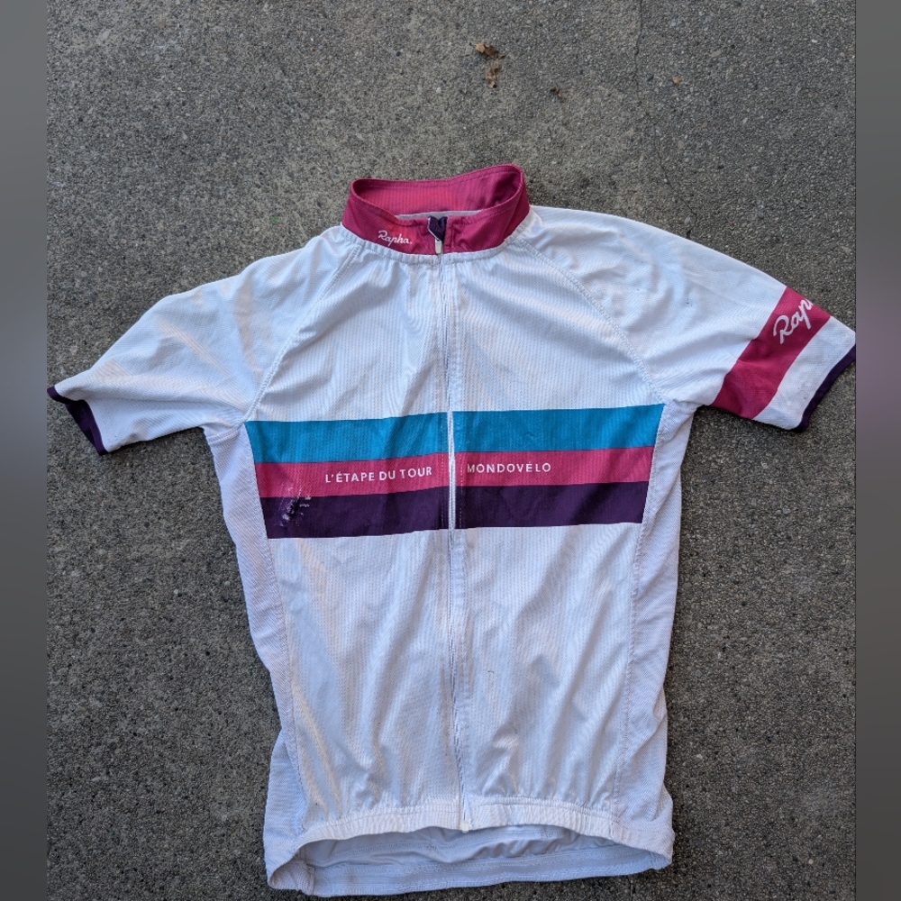 Rapha White and Multicolor Cycling Jersey